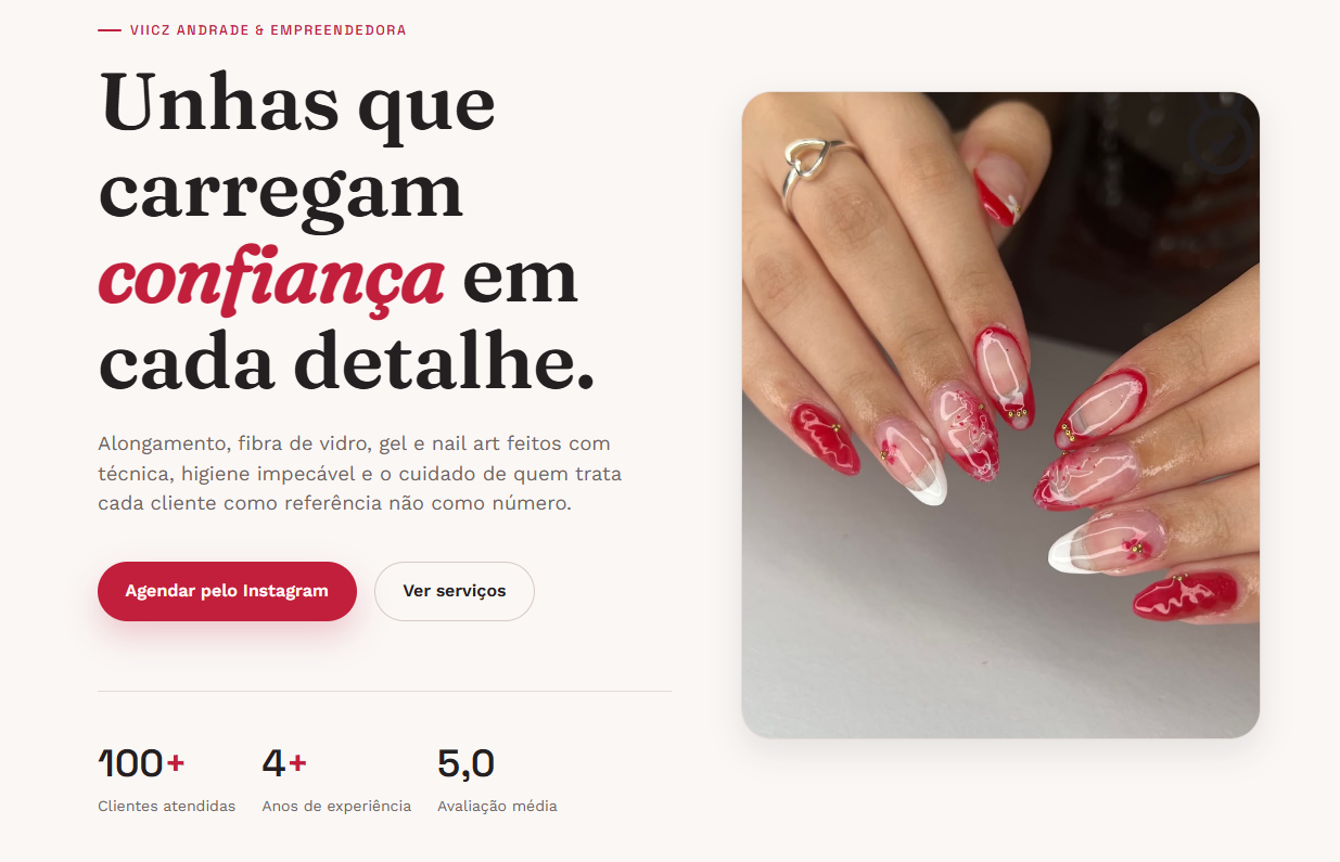 Prévia do site Viicz Andrade